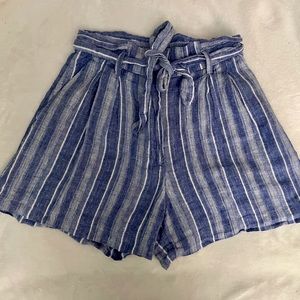H&M wide leg belted striped shorts